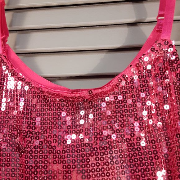Bozzolo pink sequin strap tank top sz Lg Jr - NWT- - Picture 3 of 6